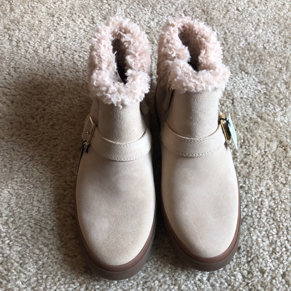 Cole Haan Nantucket Cozy Ankle Boot buckle suede shoe shearling size  7.5 - Picture 3 of 10